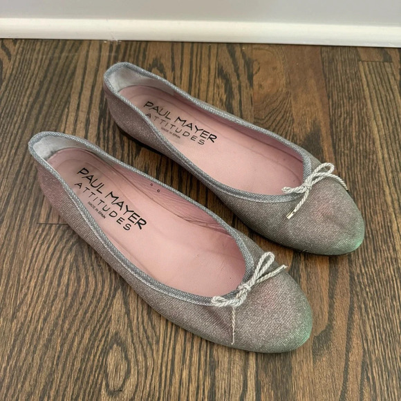 Paul Mayer Attitudes Silver Iridescent Ballet flats size 8 - Picture 2 of 8